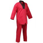 Red Taekwondo Uniform (Dobok) ? V-Neck with Black Trim