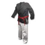 Black Karate Uniform with Red Belt